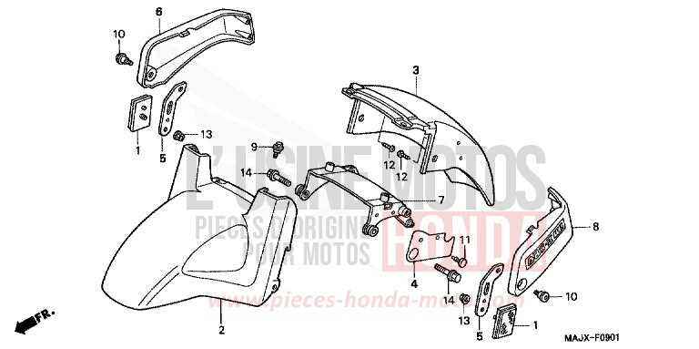 KOTFLUEGEL, VORNE (ST1100A) von Pan-European ABS MIDDY BLUE METTALIC (B162) von 1999